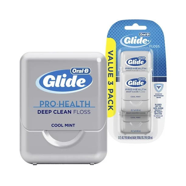 Oral-B Glide Pro-Health Deep Clean Cool Mint Lightly Waxed Dental Floss, Value 3 Pack (40m Each)