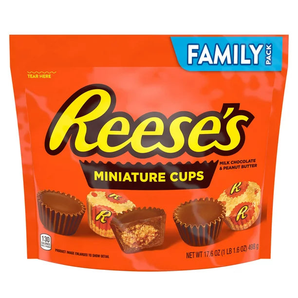 Reese's Miniatures Milk Chocolate Peanut Butter Cups Candy Family Pack 17.6 oz