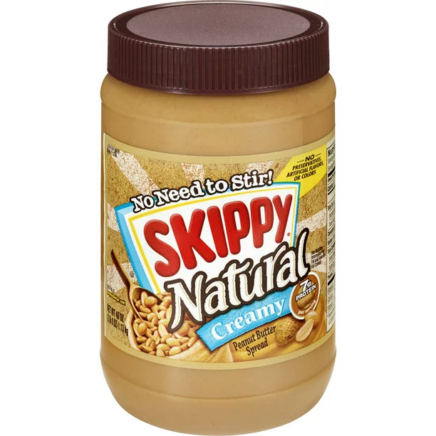 SKIPPY Natural Creamy Peanut Butter Spread, 7G Protein per Serving, 40 oz Jar