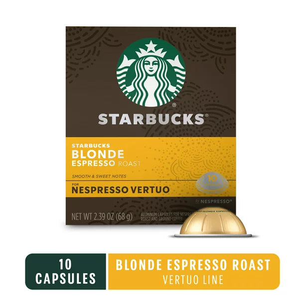 Starbucks Blonde Espresso Light Roast for Nespresso Vertuo Capsules, 10 Count Box