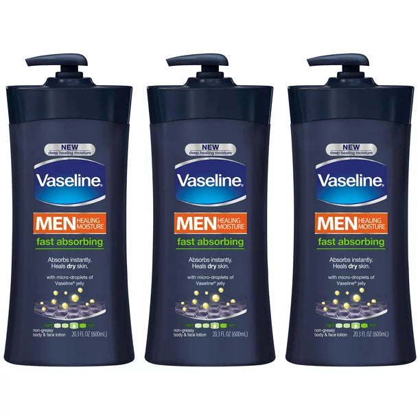 Vaseline Men Fast Absorbing Body Lotion 20.3 oz, 3 count