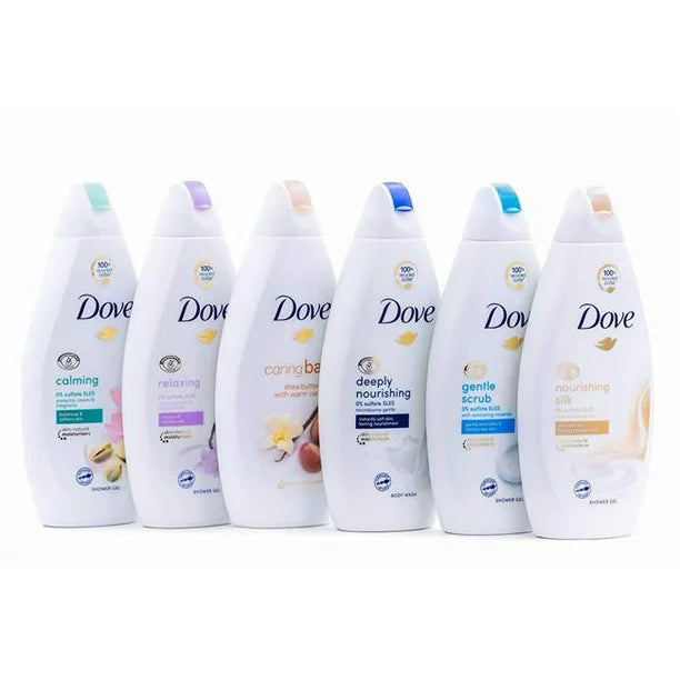 Dove DVBW-ASSORTED6PK 16.9 oz Body Wash with Shea Butter Deep Moisture Pistachio Cream & Coconut Milk - Pack of 6